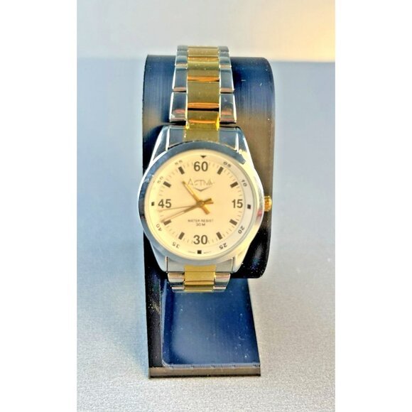 Activa Quartz Watch Unisex 30m Dual Tone Swiss Parts New Battery Gold Silver - Picture 1 of 9